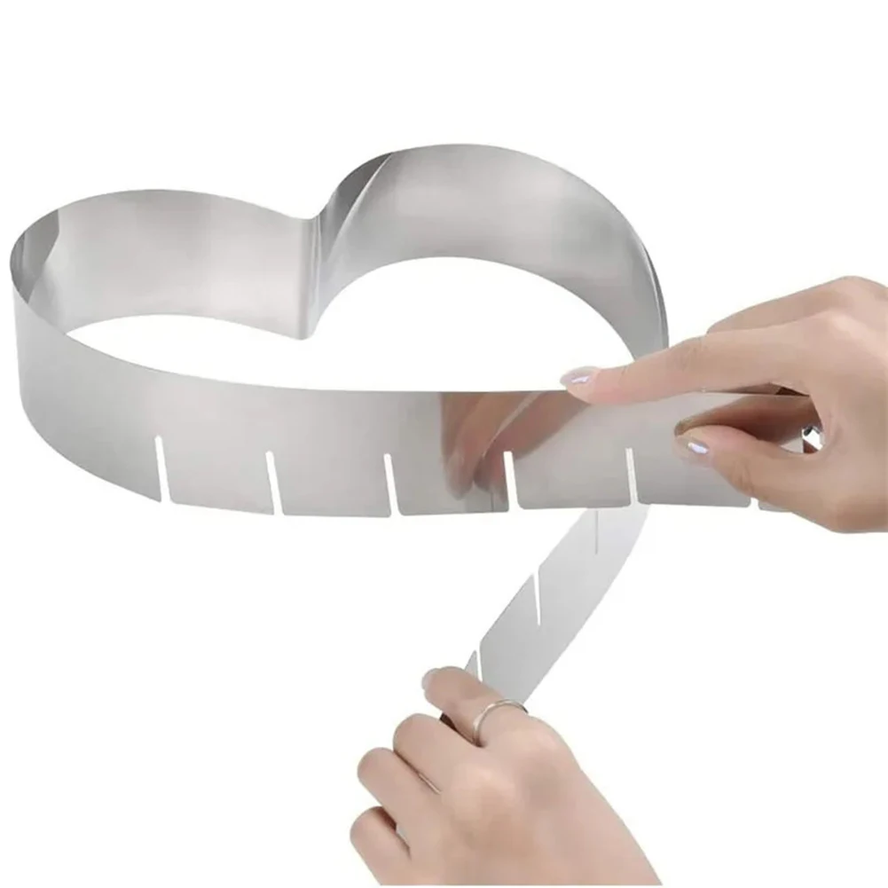 Adjustable Heart Stainless Steel Mousse Ring Collection 6 Sizes for Baking Cheesecakes Tarts Mousses and Dessert Plating