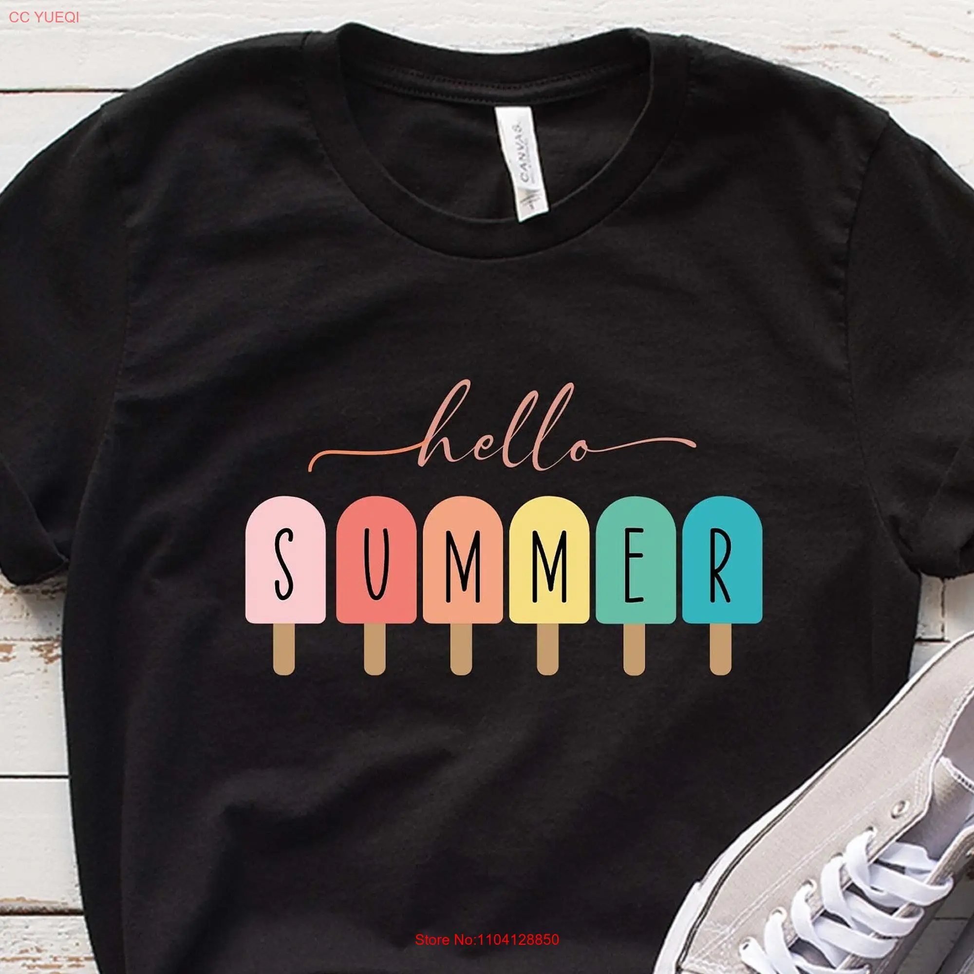 Hello Summer T Shirt Ice Cream Holiday Clothes Last Day Of School Colorful Popsicle long or short sleeves