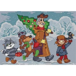 ZZ9517 Cross Stitch Set Cross-stitch Kit Embroidery Needlework Craft Package Cotton Fabric Floss Homfun Painting Animal Crossing