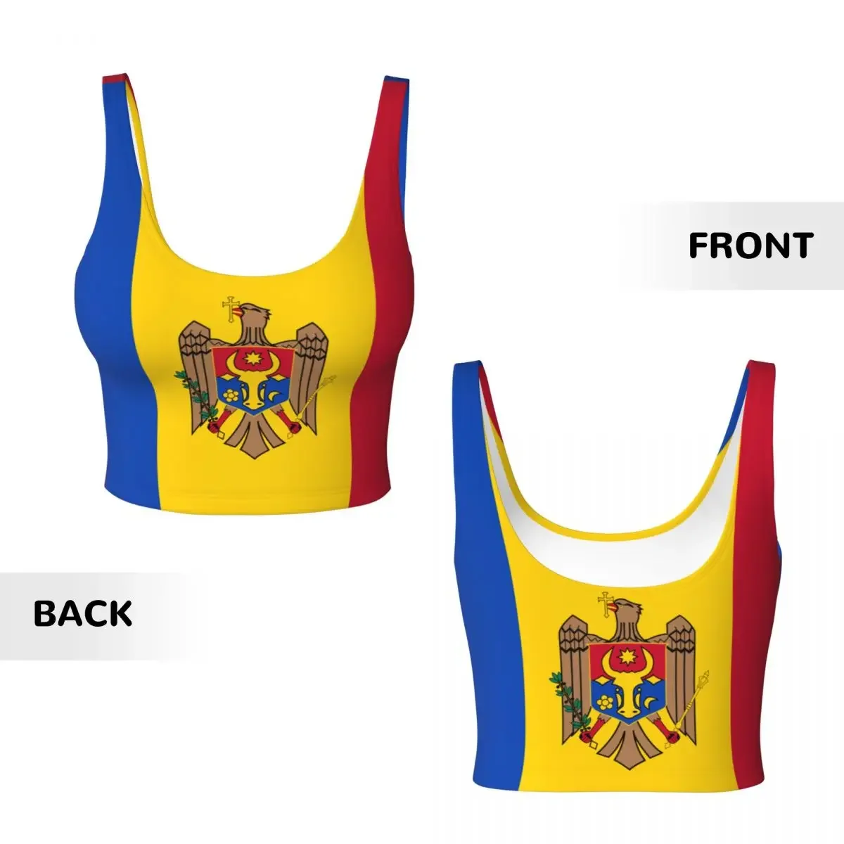 몰도바 국기 기본 탑 여성 삼바 섹시한 v 넥 요가 피트니스 스포츠 탑