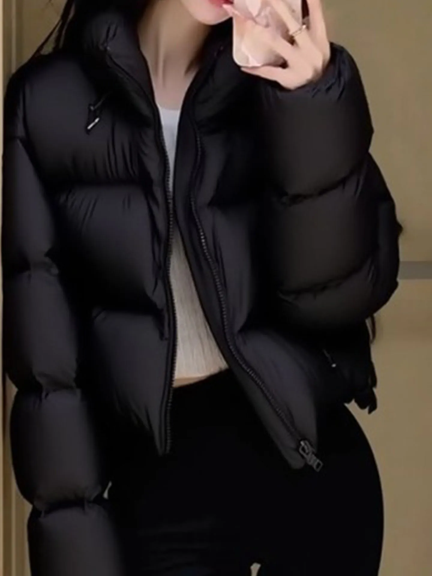 เสื้อโค้ทกันหนาวแบบพองตัวสำหรับผู้หญิง สไตล์เกาหลี แฟชั่นสำหรับเดินทาง ให้ความอบอุ่น แขนยาว