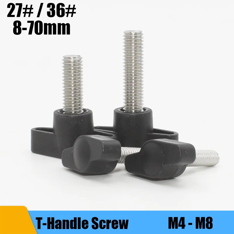 304 Stainless Steel Z Plastic Head Plum Bakelite Hand Knob Screw M4 M5 M6 M8 Rubber Head Straight Handle Adjust T-handle Screw