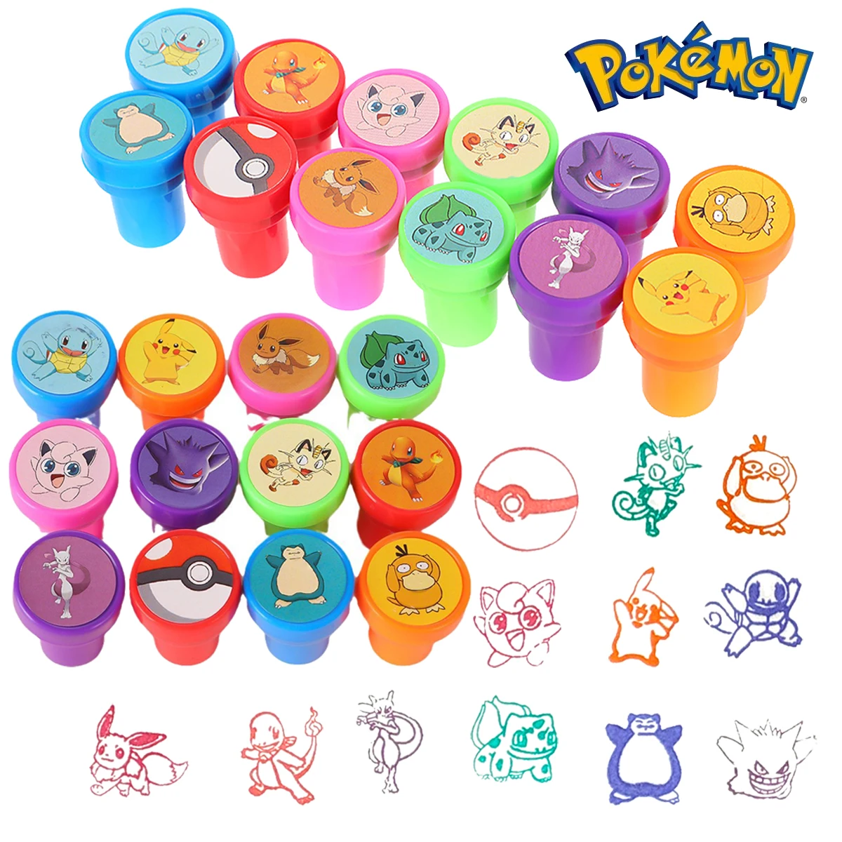 

Pokemon Pikachu Self-Inking Stamps Goodie Bag Stuffers Birthday Party Favor for Kids Teacher Reward Pinata Fillers Wedding Suppl