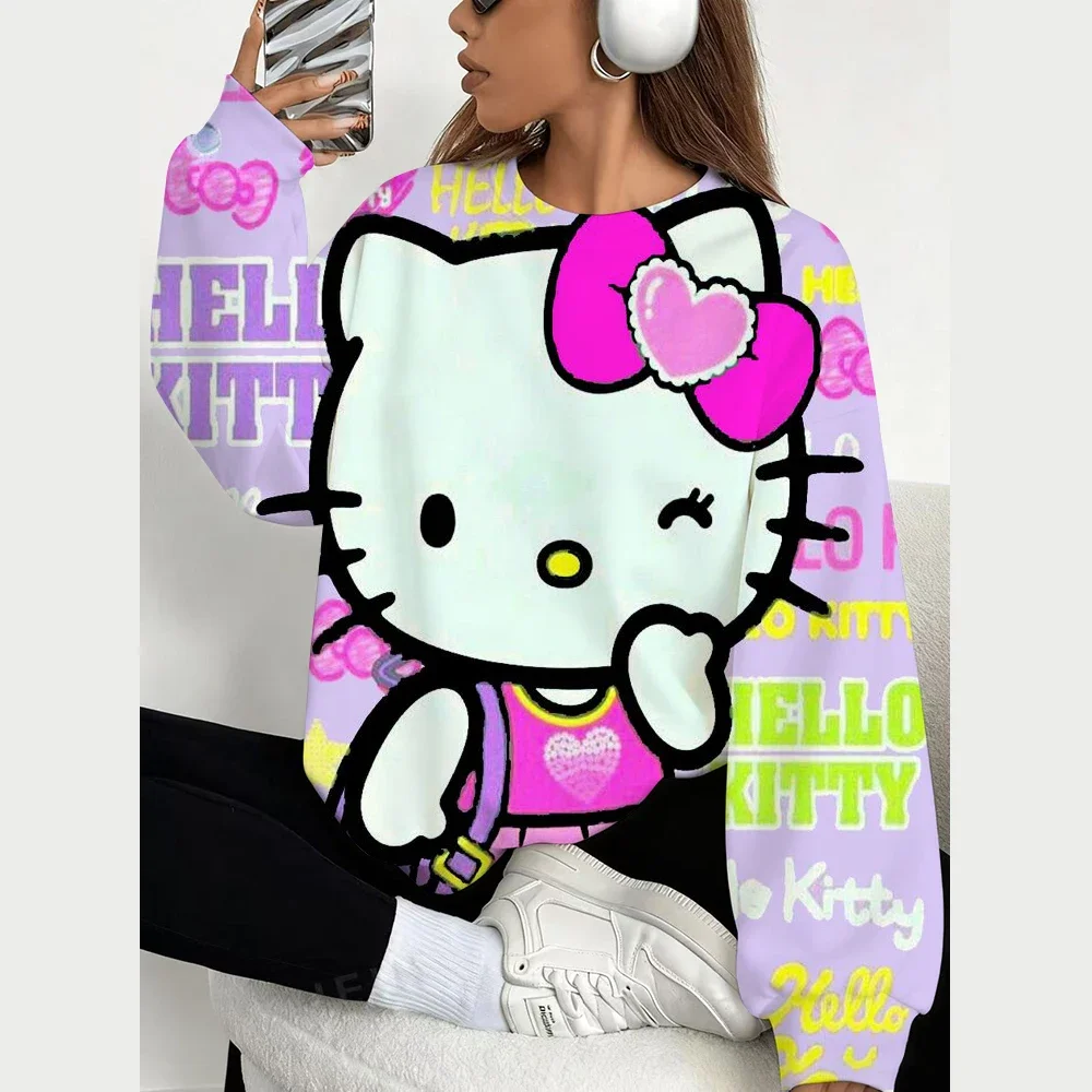 Cute Halloween Hello Kitty Round Neck Hoodie Long Sleeve Design Fashion Street Style Autumn 3D Cute Print Pullover Women