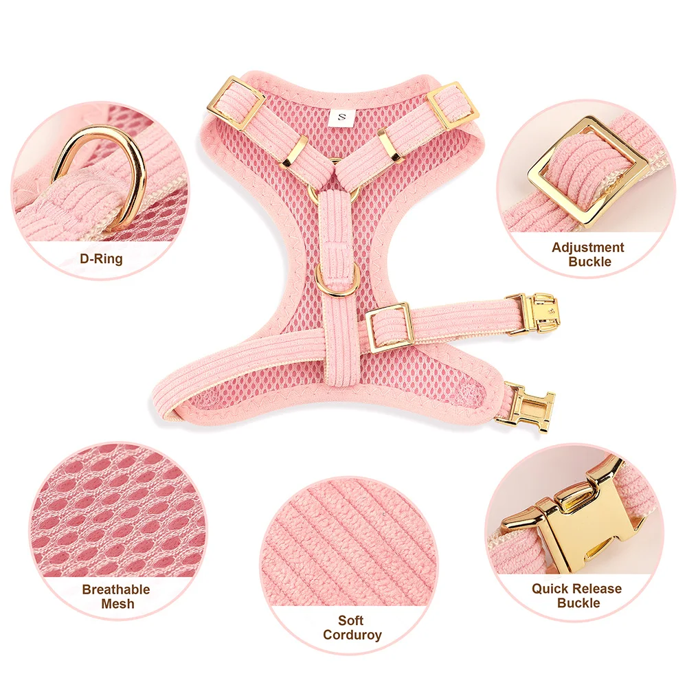 Soft Breathable Dog Collar Harness Leash Set Bowknot Pet Vest Harnesses Adjustable Pet Collars Leads For Small Medium Dogs