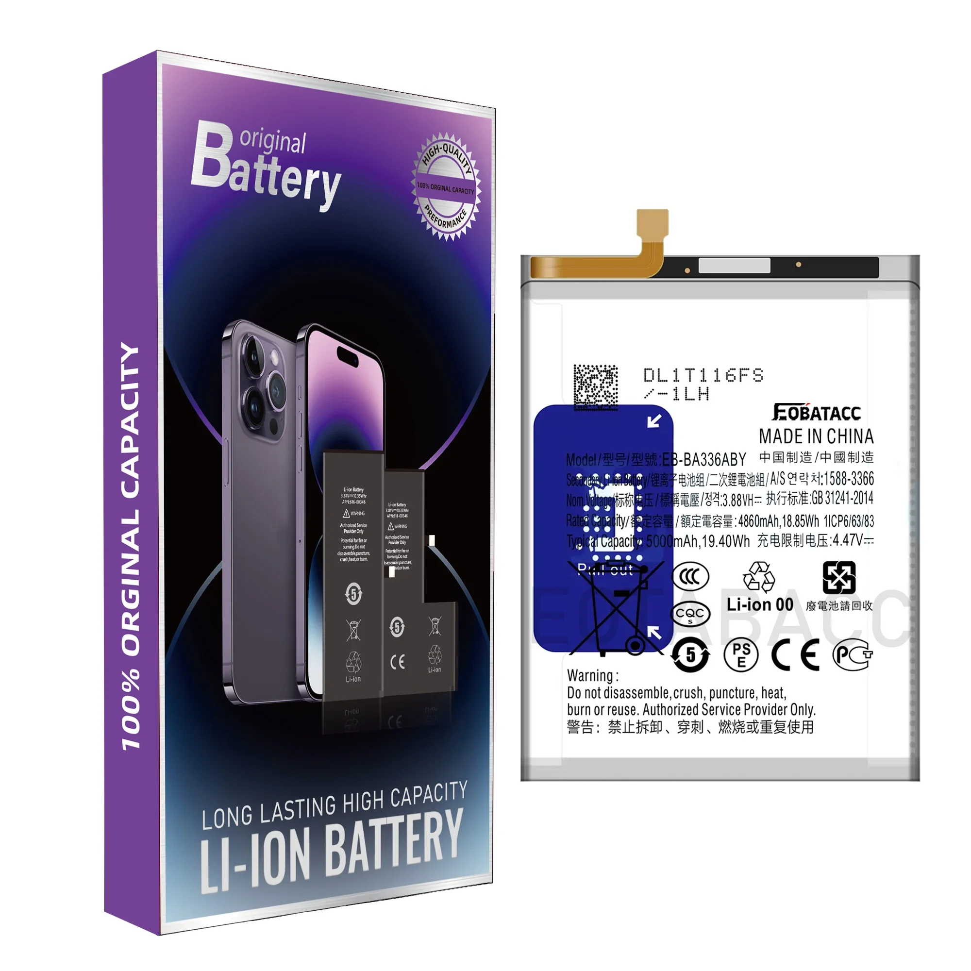 2025 YEARS EOTABACC High Quality 100% Original EB-BA336ABY  Battery For Samsung Galaxy A53 5G/A53 Battery+Tools