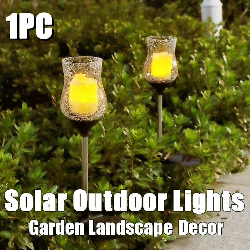

1Pc Solar Simulation Glass Tulip Lights Outdoor Landscape Waterproof Courtyard Ground Mounted Garden Lawn Decorative Night Lamp