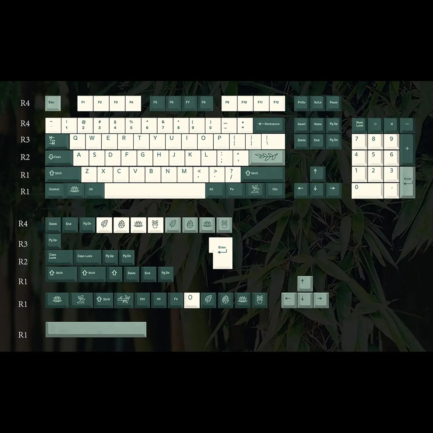 144 Keys Cherry Profile PBT Dye Sub Keycaps for MX Mechanical Keyboard GK61 KBD75 96 GK64 68 (144 Key Botanical)