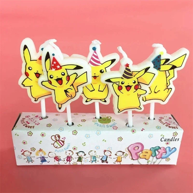 5PCS Pokemon Candle Pikachu Kids Birthday Cake Decoration Cartoon Anime Figure Supplies Party Accessories Christmars Gifts