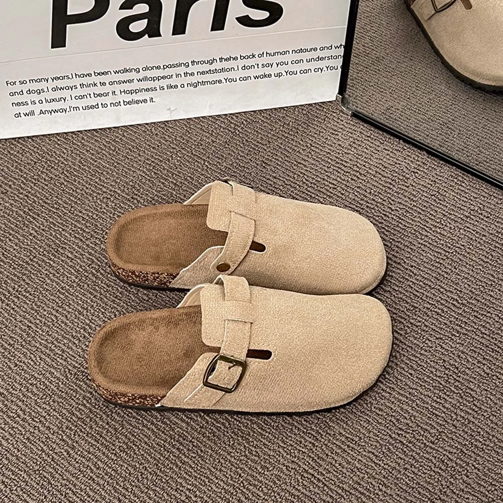 BASATU Suede Clogs for Women Men Mules Cork Footbed Sandals Arch Support Fashion Nonslip Outdoor Flats Beach Slippers Home Shoes