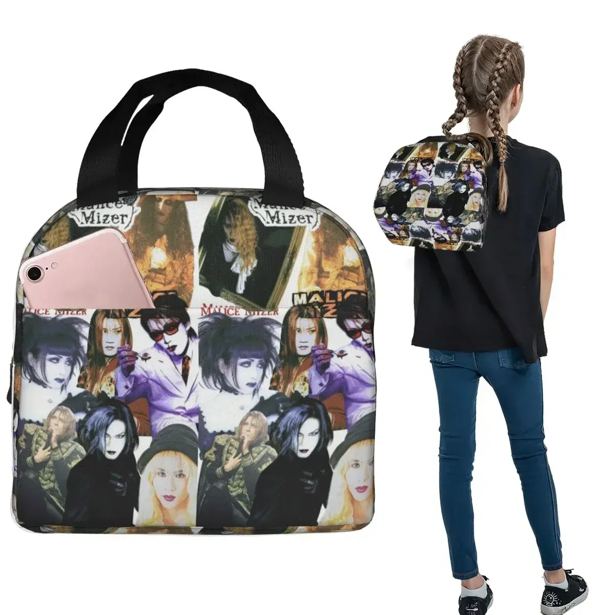 Malice Mizer Visual Kei Japanese Rock Band Gothic Insulated Lunch Bag for Women Children Food Boxes Thermal Lunch Box Tote