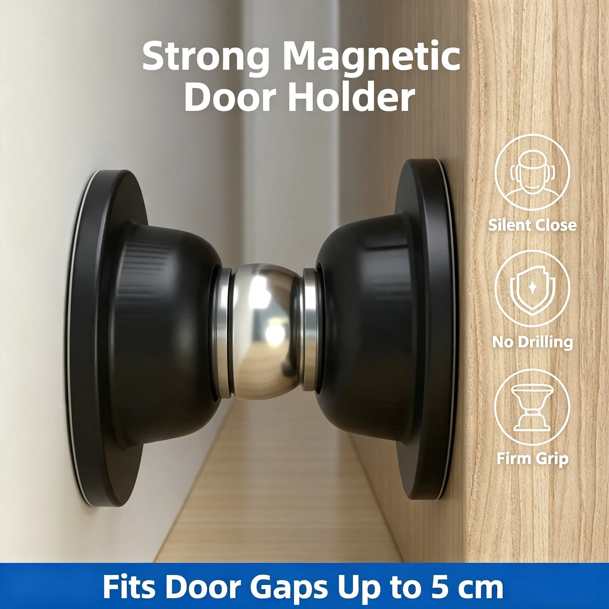 Short-Sized Silicone Anti-Collision Door Stop, Drill-Free Wall/Floor Door Holder, Stable Door Fixer for Bathroom Toilet Househo