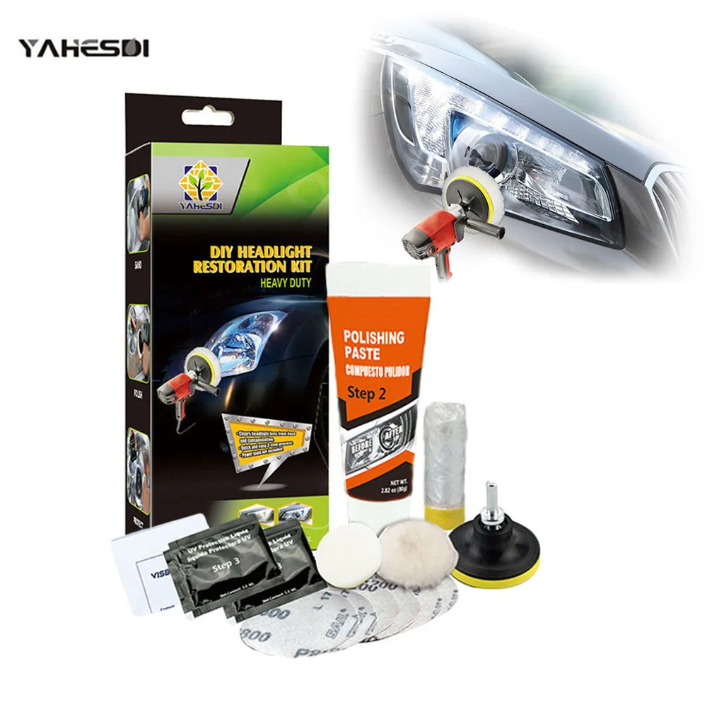 Headlights Restoration Kit Car Light Polisher Restorer Repair Detailing Polishing Paste Plastic Headlamp Waxing Liquid Polymer