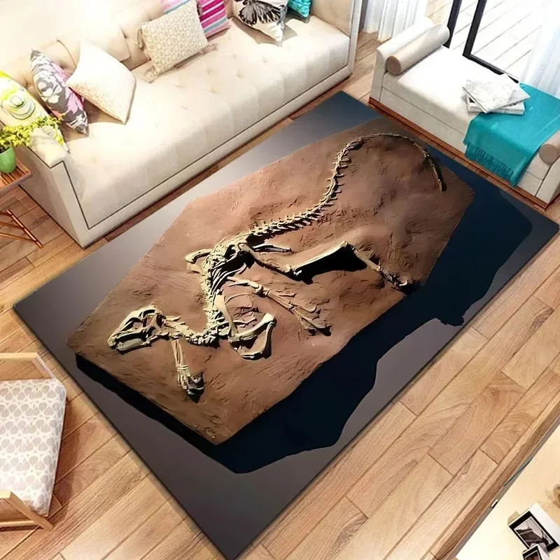 VIKAMA 3D Dinosaur Fossil Simulation Teaching Rug Carpet for Living Room Classroom Mat Creative Carpet for Bedroom Home Decor