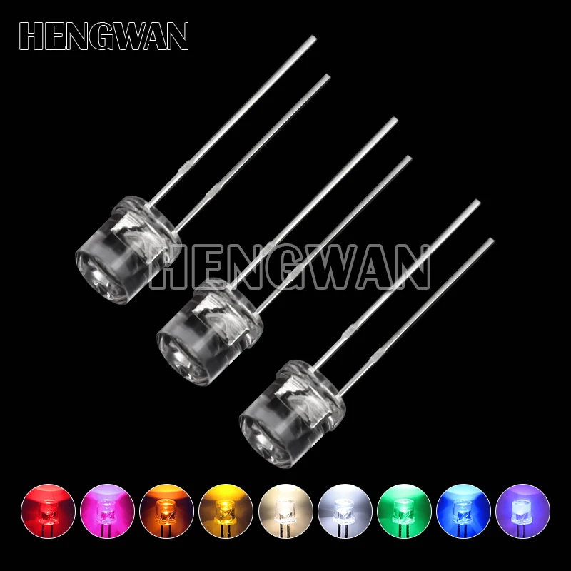 100pcs 5mm Flat Top White Red Yellow Blue Green Assorted Kit Lamp Diode LED Ultra Bright Bulbs Emitting Diodes F5 5MM DIY Light