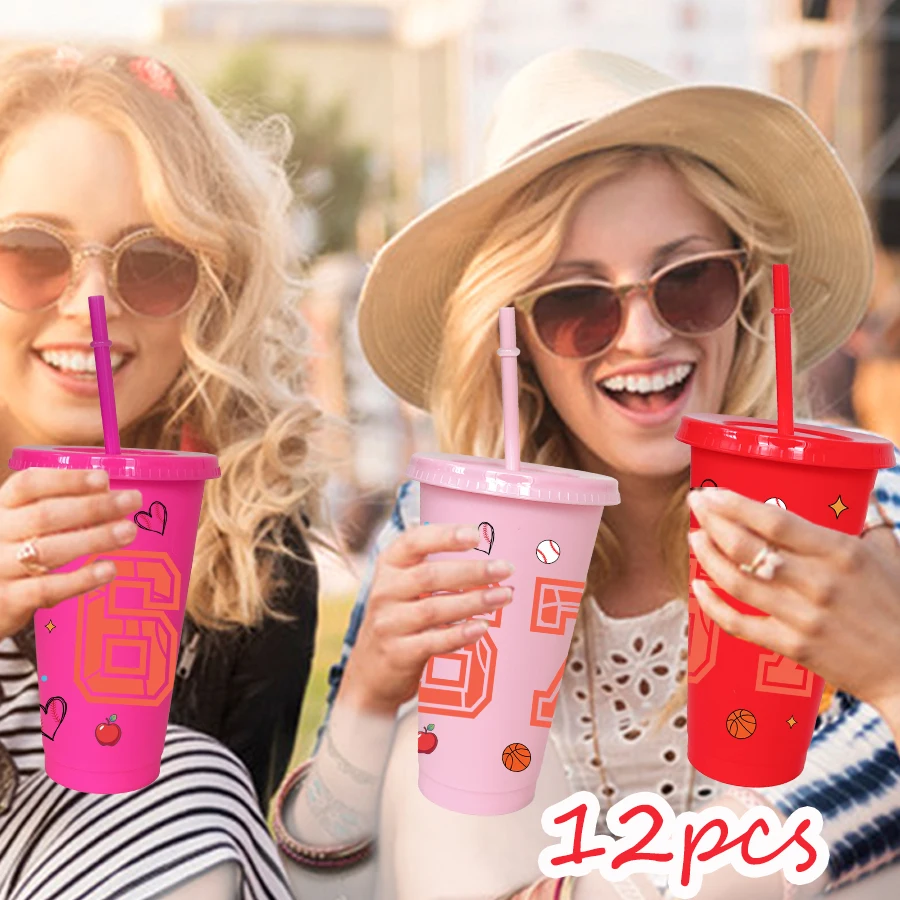 12 sztuk/opakowanie kubków plastikowych z motywem sportowym, 770 ml, kolorowe, na przyjęcie urodzinowe, przyjęcie powitalne, kubek na wodę