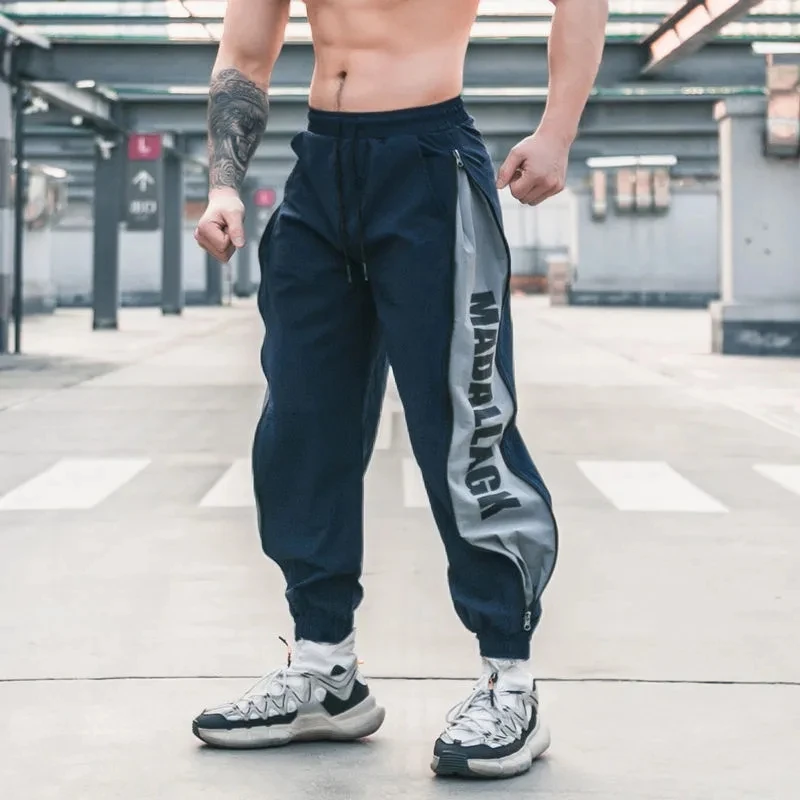 Sports Pants Men's Loose Side Zipper Hip Hop Casual Pants Quick Dry Breathable Fitness Pants Sweatpants Baggy Trousers For Men