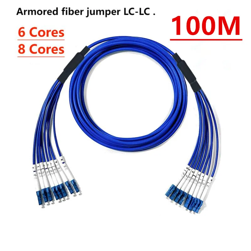 

LC Armored fiber jumper 6 Cores,8 Cores ,Single Mode Fiber Optic Patch Cord Cable Ftth , waterproof, 100 Meters