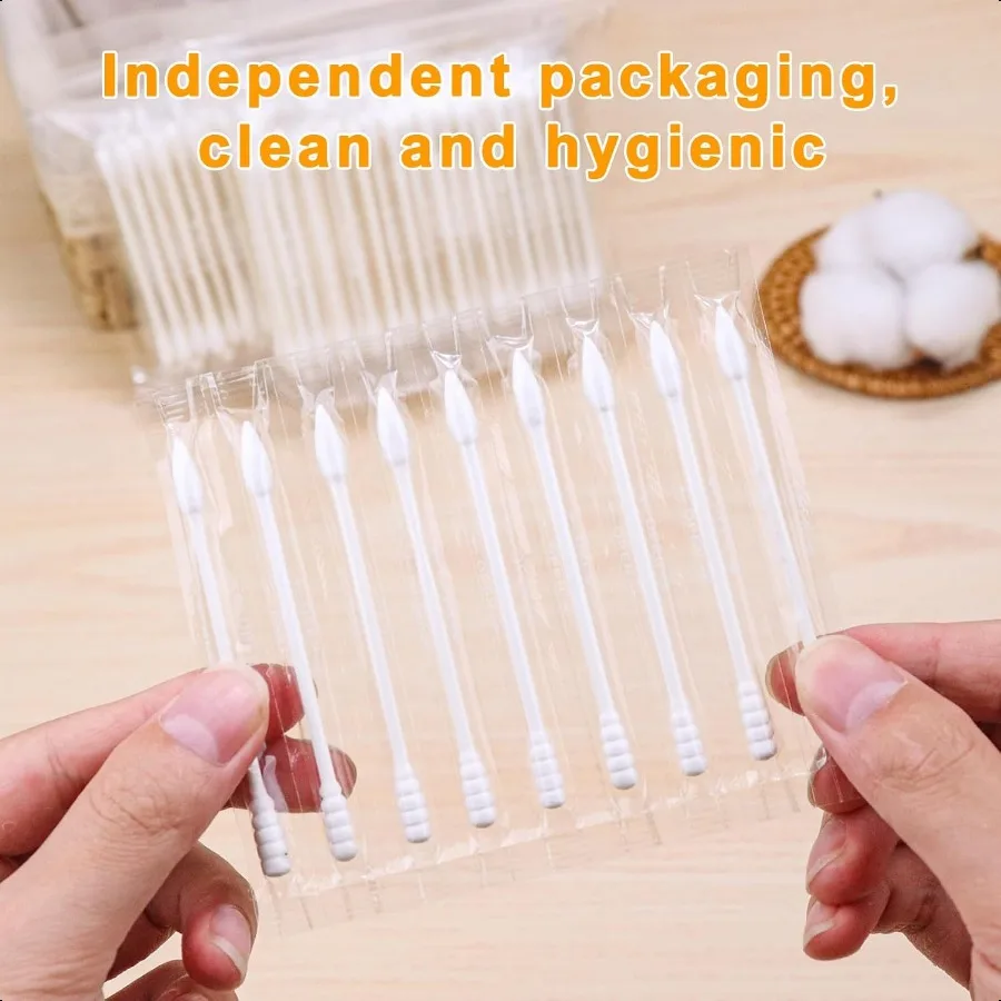 مسحات القطن ملفوفة بشكل فردي براعم القطن السائبة أطراف القطن قضيب السائبة ماكياج السفر Qtips مناسبة للعناية بجمال الأذن