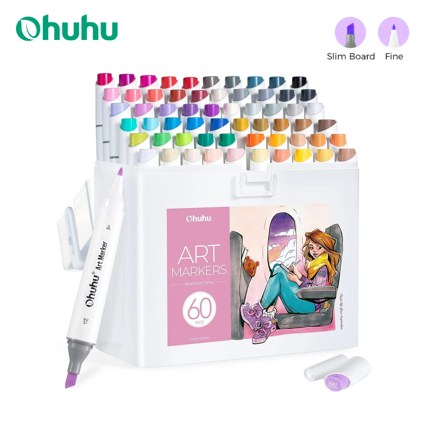 

Ohuhu Kaala Marker Pen Set Color Markers Alcohol Art Markers Refillable Dual Tips Sketching Drawing Manga School Art Supplies