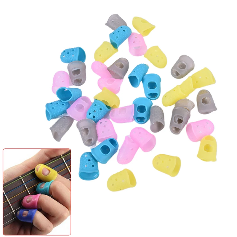 10PCS Guitar Fingertip Protector Fingerstall Silicone Guitar String Finger Guard Protection Press Ukulele Bass Guitar Accessorie