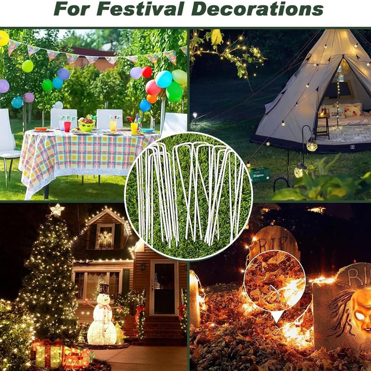 Galvanized Gardening Stakes U-shaped Artificial Turf Fixed Nails Ground Metal Decorations for the Garden Accessories