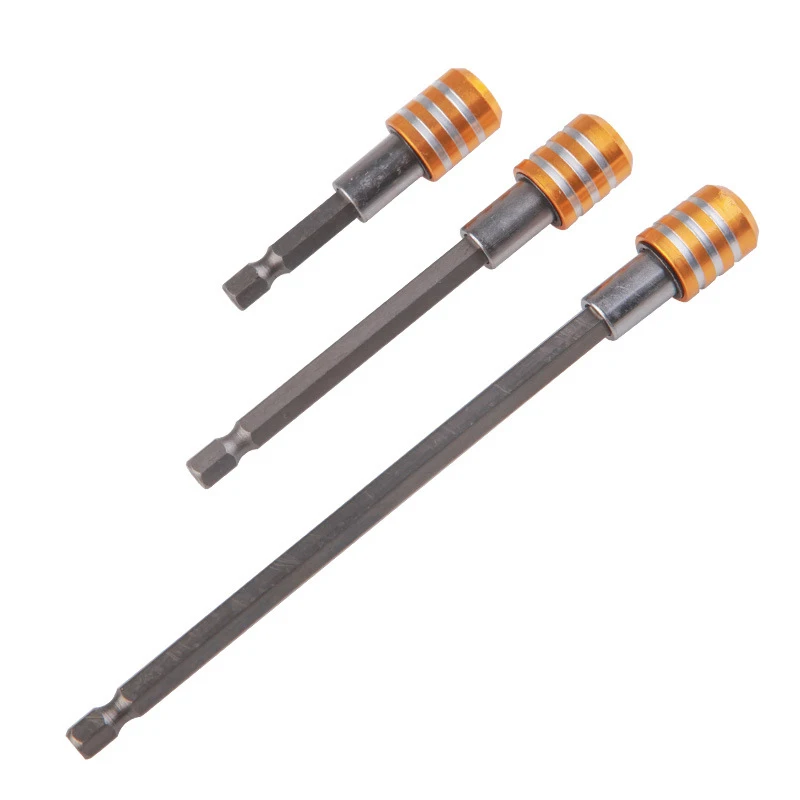 3PC สแตนเลส Socket Extension Rod สีเหลืองสามสล็อตขยาย1/4บิต Quick Socket 60-100-150mm