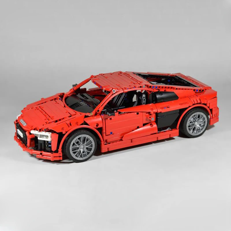 High-tech mechanical group supercar series car model MOC R8 V10 (1:10) supercar model children's educational toys holiday gift