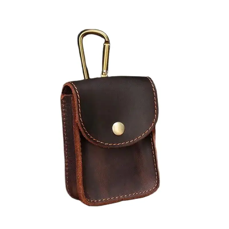 Handmade Genuine Leather Cigarette Bag Case Put Into Cigarette And Lighter Retro With Buckle Strap