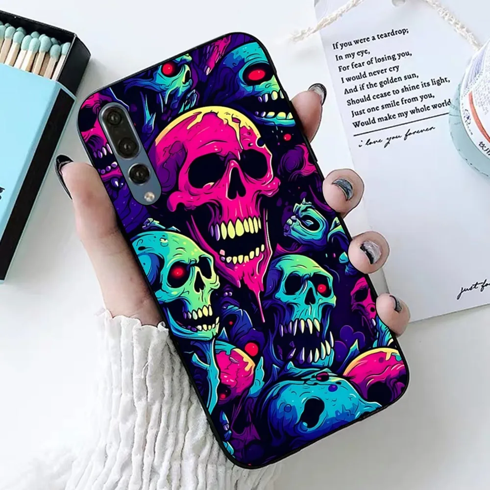 Gothic Fashion Skull Phone Case For Huawei P 8 9 10 20 30 40 50 Pro Lite Psmart Honor 10 lite 70 Mate 20lite