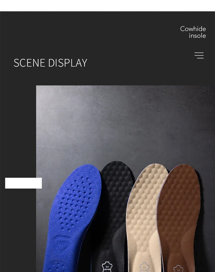 Atmungsaktive Leder-Einlegesohlen mit Fußgewölbestütze, orthopädische Einlegesohlen, stoßdämpfende Sohlen, Herren-Sneaker, Leder-Schuh-Einlegesohlen, 2 Stück/4 Stück. – Detail 10
