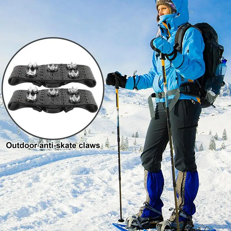 ﻿ Ice Cleats Traction Crampons Overshoe Ice Snow Anti Slip 5 Claw  Ice Traction Cleat  for Adult Hiking Mountaineering Fishing