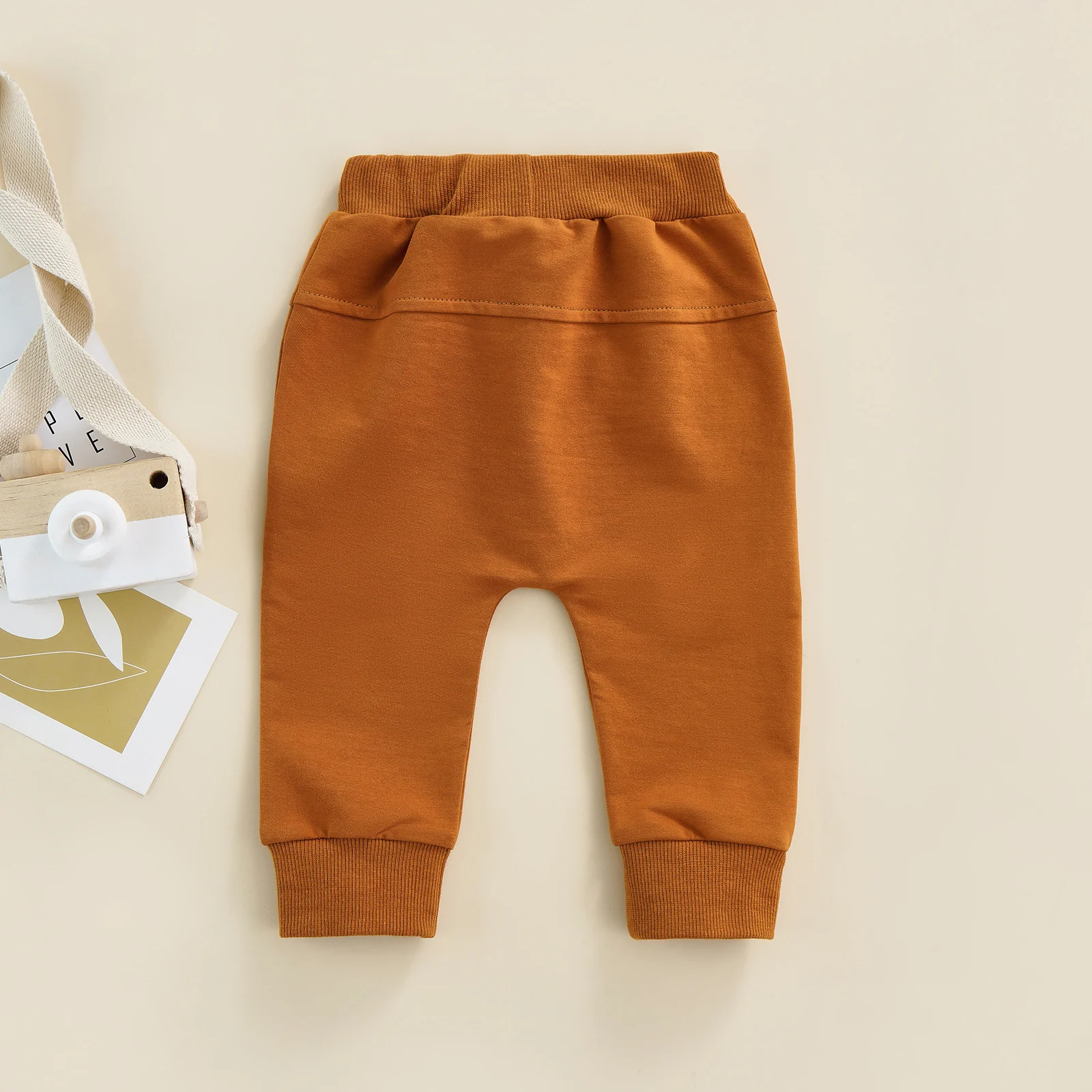 2022-04-06 Lioraitiin 0-3Years Newborn Boys Girls Trousers Elastic Waist Adjustable Drawstring Plain Loose Fit Long Pants