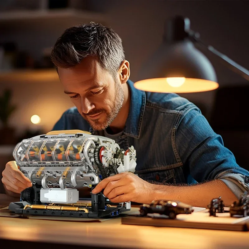 Blocs de construction de moteur turbocompressé GQ3053, 692 pièces, boîtier Transparent, modèle Miniature, Kit d'ingénierie mécanique