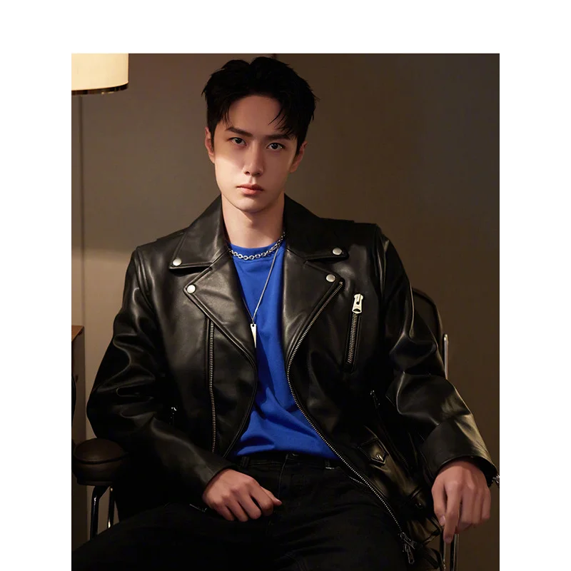 

Men's High Street Korean Loose Jacket Zipper Lapel Cardigan Fashionable Casual Top