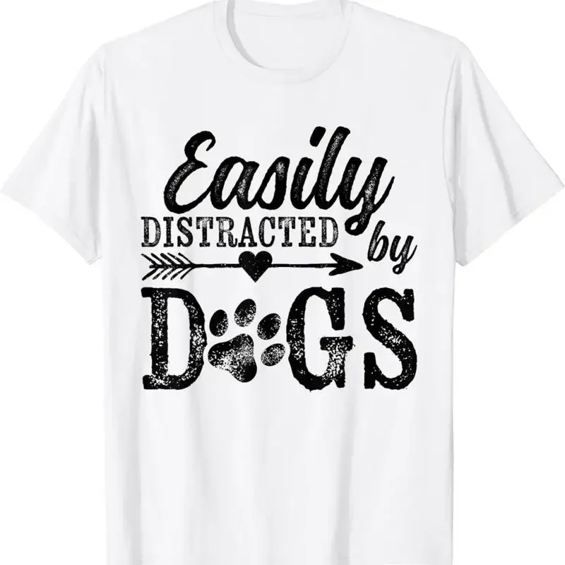 Lässt sich leicht von Hunden ablenken – lustiges Vintage-T-Shirt für Hundeliebhaberinnen, Mutter Sayi.