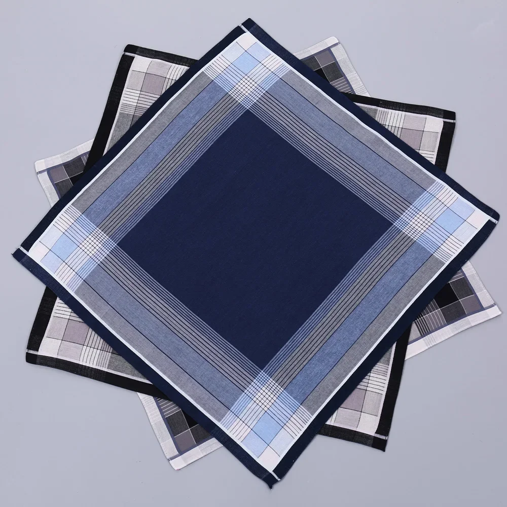 メンズ純綿ハンカチ3枚組、柔らかく快適な綿ハンカチ、クラシックなチェック柄ハンカチ、男の子用