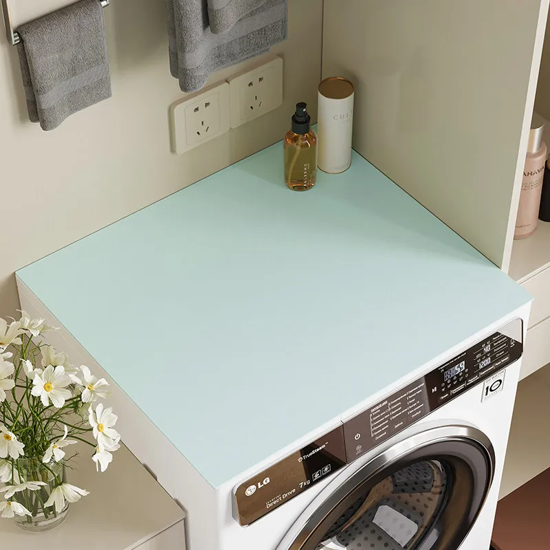 VIKAMA Solid Mint Green Washing Machine Top Mat Plain Matte Texture Waterproof Anti Dust Pad For Laundry Dryer Cabinet Surface