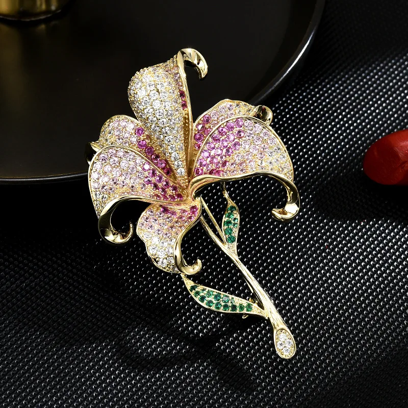 Lucky Bracelet Hand String Exquisite Lily Flower Brooch High-End Luxurious Niche Design—perfect As A Lapel Pin For Women’s Suits