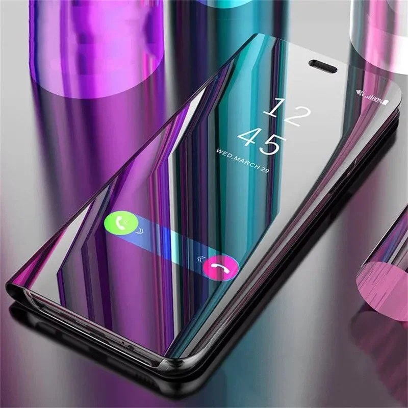 

For Samsung Galaxy S25 Plus 5G Case Luxury Mirror Leather Cover For Samsung S25 + Plus S 25 Ultra Clear View Flip Stand Cases