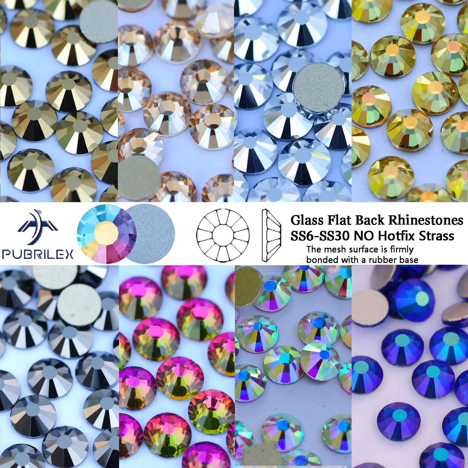 Mix Size Glass Crystal Strass Flatback Rhinestone Glitter Round Pixie Effect Colors Stones for DIY Nail Art Garment Decoration
