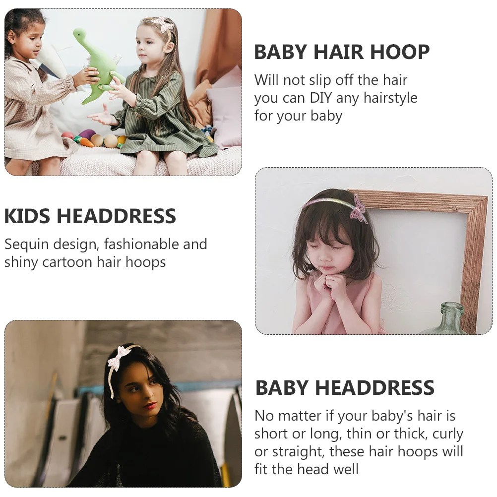 

3pcs Children Sequin Headb Girl Hair Hoop Heart Sweet Cartoon Fashionable Baby Hair Accessories Birthday Christmas Gift