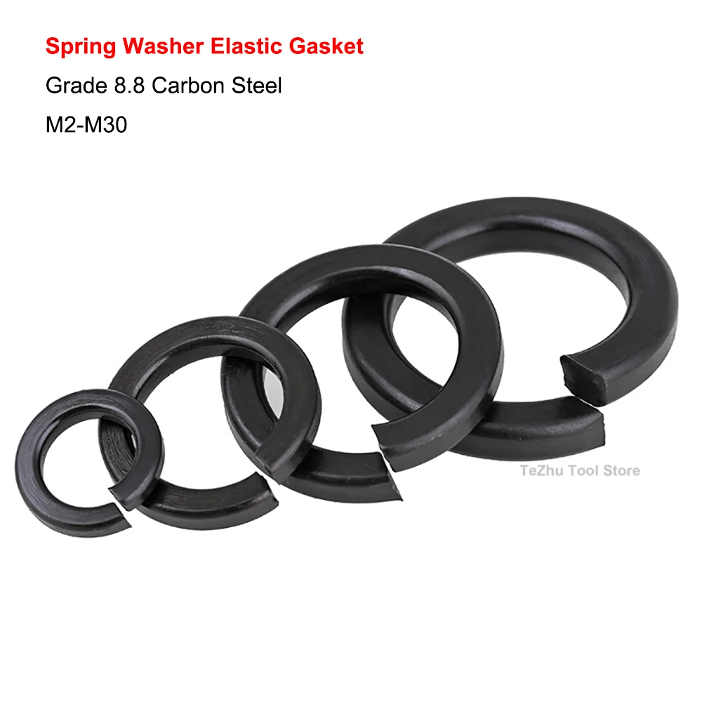 

Black Spring Washer Split Lock Elastic Gasket Grade 8.8 Carbon Steel M2 M2.5 M3 M4 M5 M6 M8 M10 M12 M14 M16 M18 M20 M22-M30