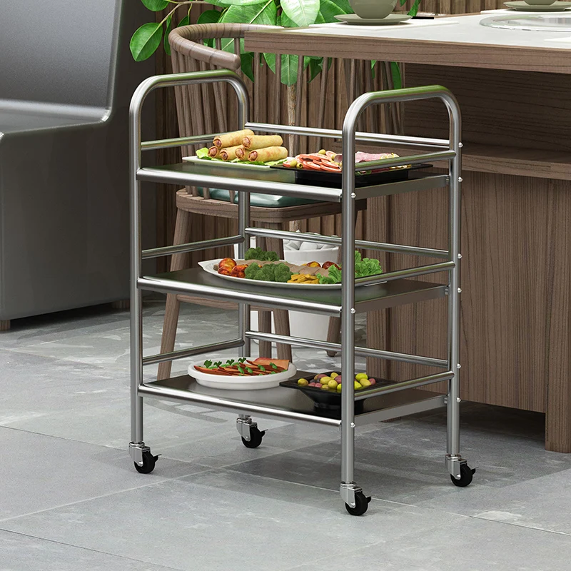 Stainless Steel Utility Cart Kitchen Serving Trolley Heavy-Duty Food Delivery Wagon for Restaurant Hotel Mobile Storage Cart image 4