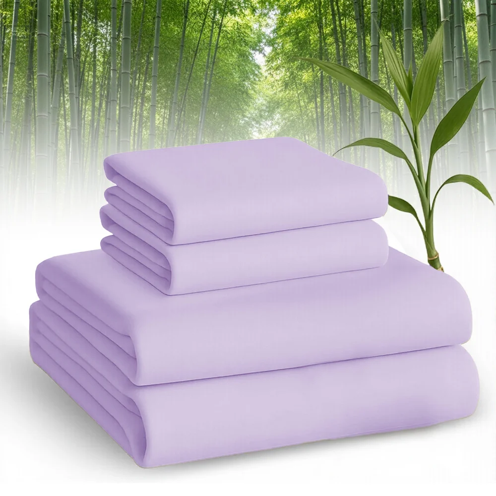 [2000TC Bamboo Sheet Set]Cooling Bamboo Bed Sheet Set - Ultra Soft And Comfortable Summer Queen Size Sheet Set-Deep Pocket Fits Up to 16