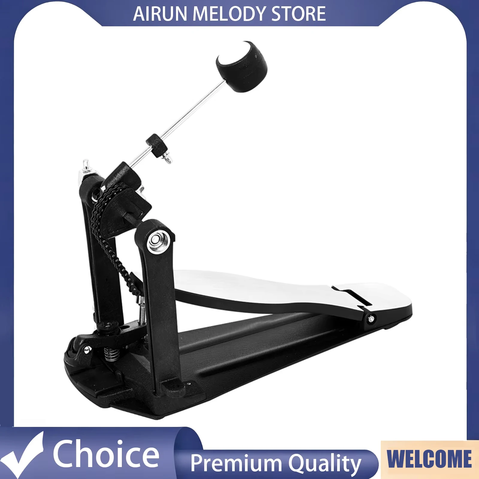 Bass Drum Pedal Portable Stable Chain Drive Drum Step for Drum Set Instrument for Electronic Drums Drum Foot Pedal Beater