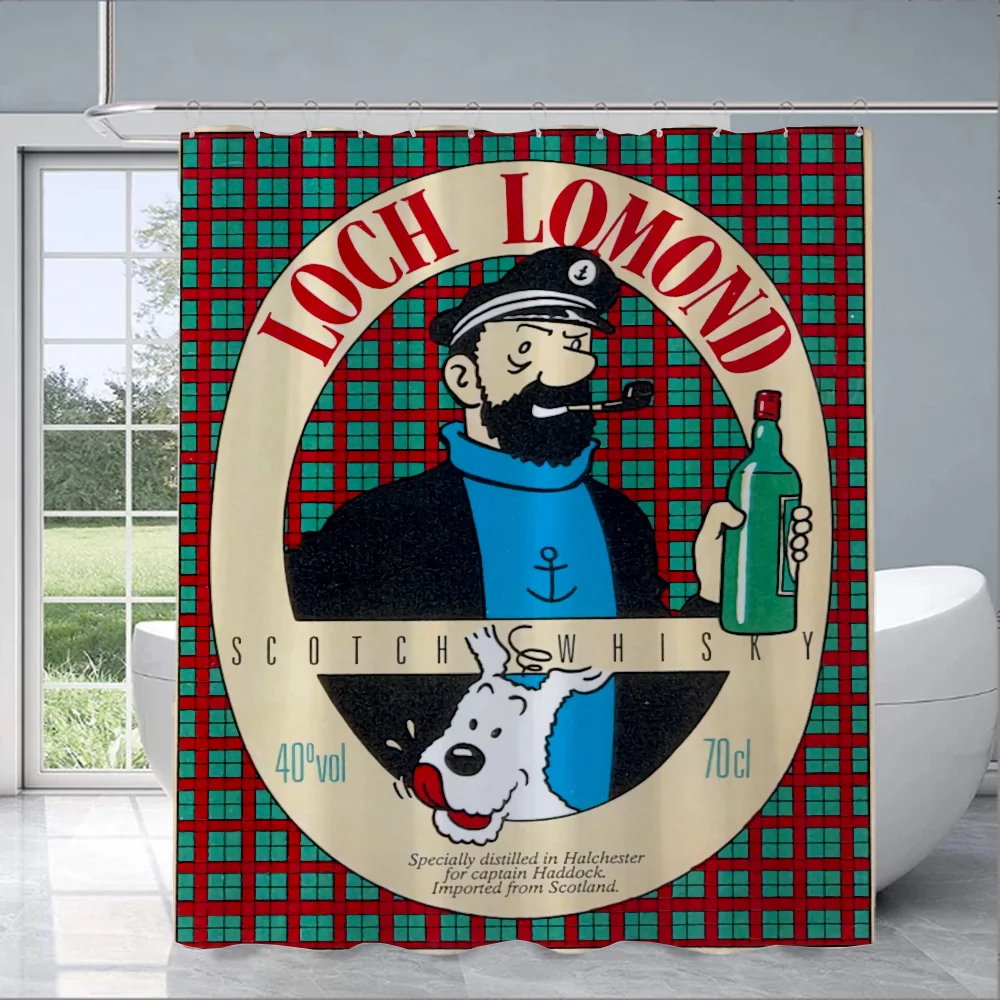 The Adventures Of Tintin Bathroom Shower Curtain Waterproof Opaque Curtains Accessories Bath Bedrooms Home Fabric Shade Products