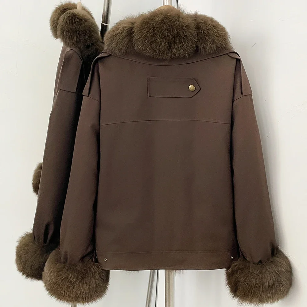 OFTBUY New Winter Duck Down Women Real Fox Fur Collar Parka Female Natural Fur Puffer Jacket Fur Cuffs Casual Coat Outerwear