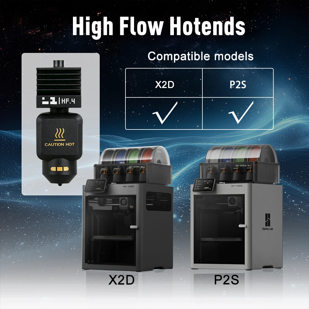 Für Bambu Lab P2S X2D High-Flow Hotend-Kit, einteilige Düse aus gehärtetem Stahl, Hot-End für Bambulab P2S 3D-Drucker Ersatzteile – Detail 4
