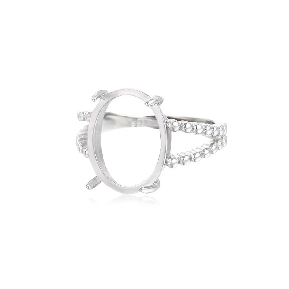 

Ring Blank for 10x11mm/12x14mm/12x16mm/13x18mm Oval Cabochons White Gold Plated 925 Silver Adjustable Ring Component
